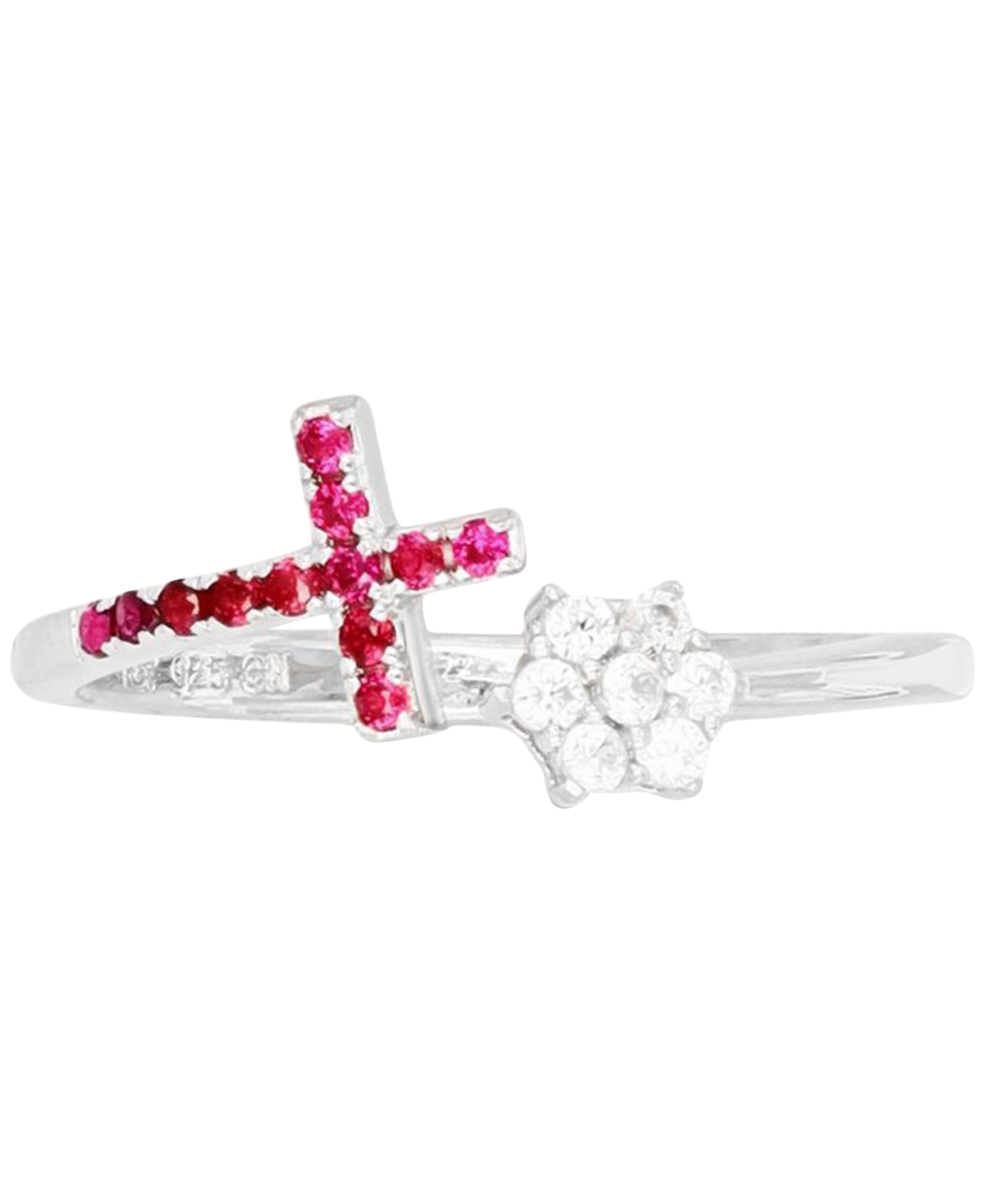 Macy's Cubic Zirconia Cross & Cluster Bypass Ring (also In Lab-grown Ruby)