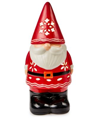 Holiday Lane - Christmas Cheer Ceramic Light-Up Santa Gnome
