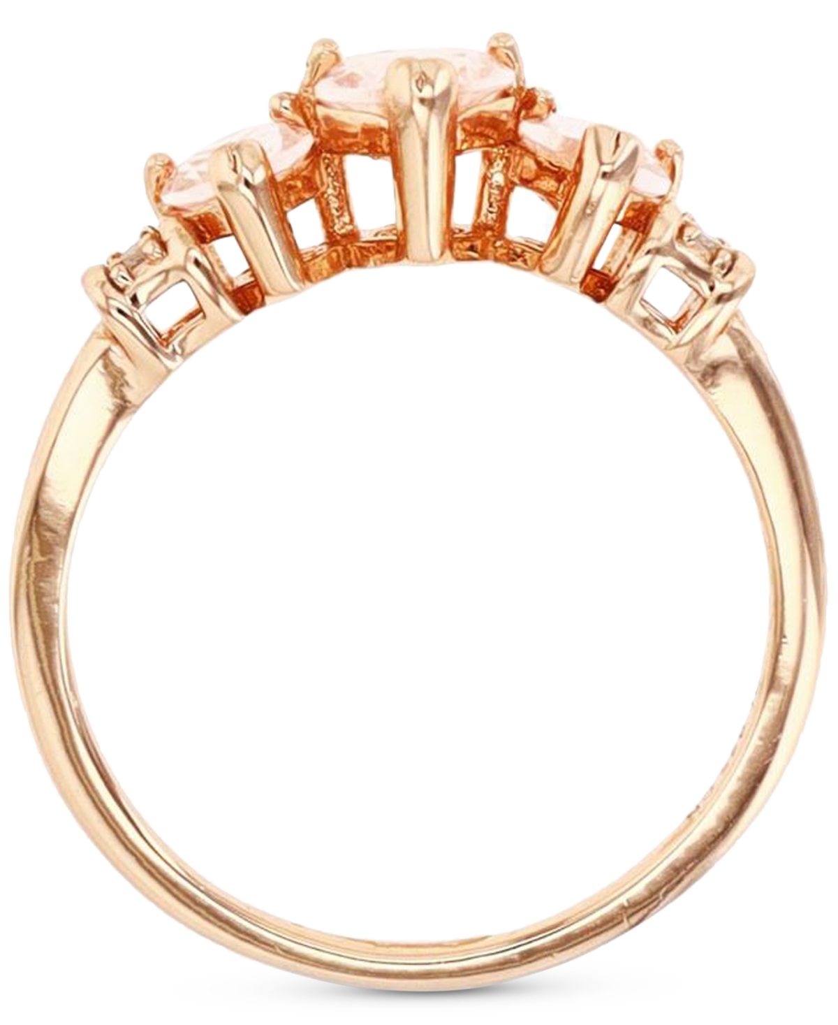 Lab-Grown Morganite Triple Heart Ring (1-1/20 ct. t.w.) in 14kPlated Sterling Silver - Rose Gold