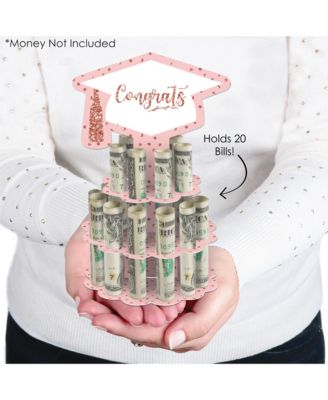 Rose Gold Grad DIY Graduation Party Money Holder Gift Cash Cake