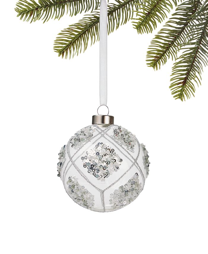 Holiday Lane Crystal Christmas Ball Ornament with Sequins, Created for
