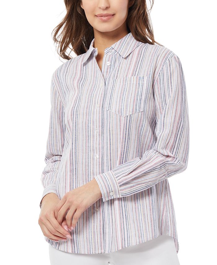Jones New York Women's Striped Long-Sleeve Shirt - Macy's