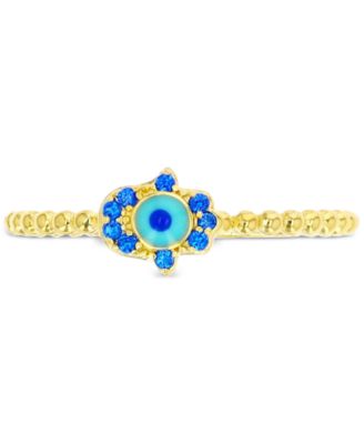 Macy's - Lab-Grown Spinel (1/10 ct. t.w.) & Enamel Evil Eye Ring