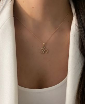 Nude Diamond (1/4 ct. t.w.) & Chocolate Diamond Accent Om Symbol Pendant Necklace in 14k Rose Gold, 18" + 2" extender