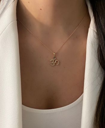 Le Vian - Nude Diamond (1/4 ct. t.w.) & Chocolate Diamond Accent Om Symbol Pendant Necklace in 14k Rose Gold, 18" + 2" extender