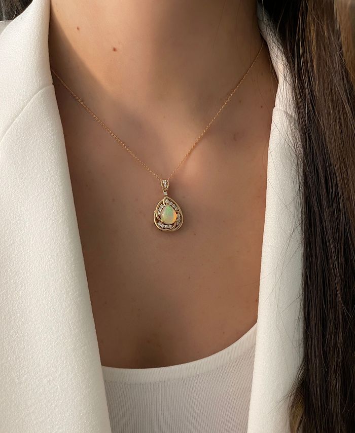 Le Vian - Neopolitan Opal (1 ct. t.w.) & Diamond (1/2 ct. t.w.) 20" Pendant Necklace in 14k Rose Gold
