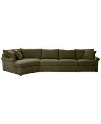 CLOSEOUT! Wrenley 166" 3-Pc. Fabric Cuddler Chaise Sectional Sofa, Created for Macy's