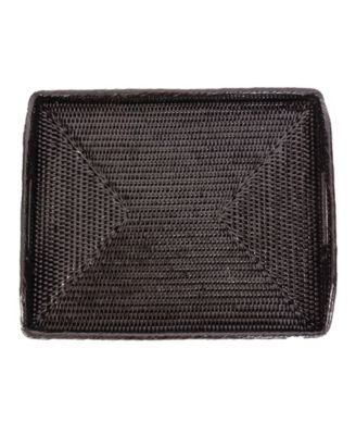 Rattan 14" Rectangular Serving Tray with High Handles