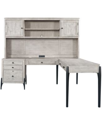 Furniture Zane 4PC Modular Desk Set (Modular Keyboard Tray, Writing Desk, Modular File and Hutch)