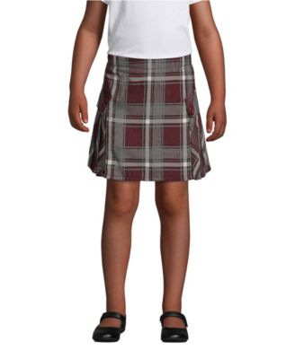 Big Girls School Uniform Slim Side Pleat Plaid Skort Above the Knee