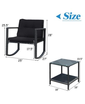 3PCS Patio Wicker Rattan Sofa Set Outdoor Sectional Conversation Set Garden Lawn