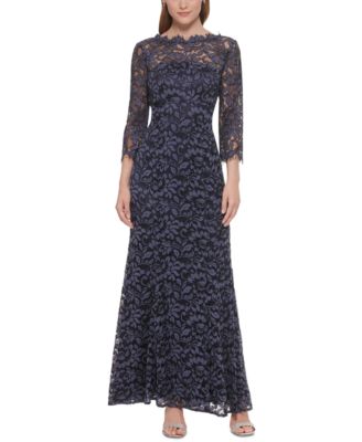 Eliza J - Women's Lace 3/4-Sleeve Mermaid Gown
