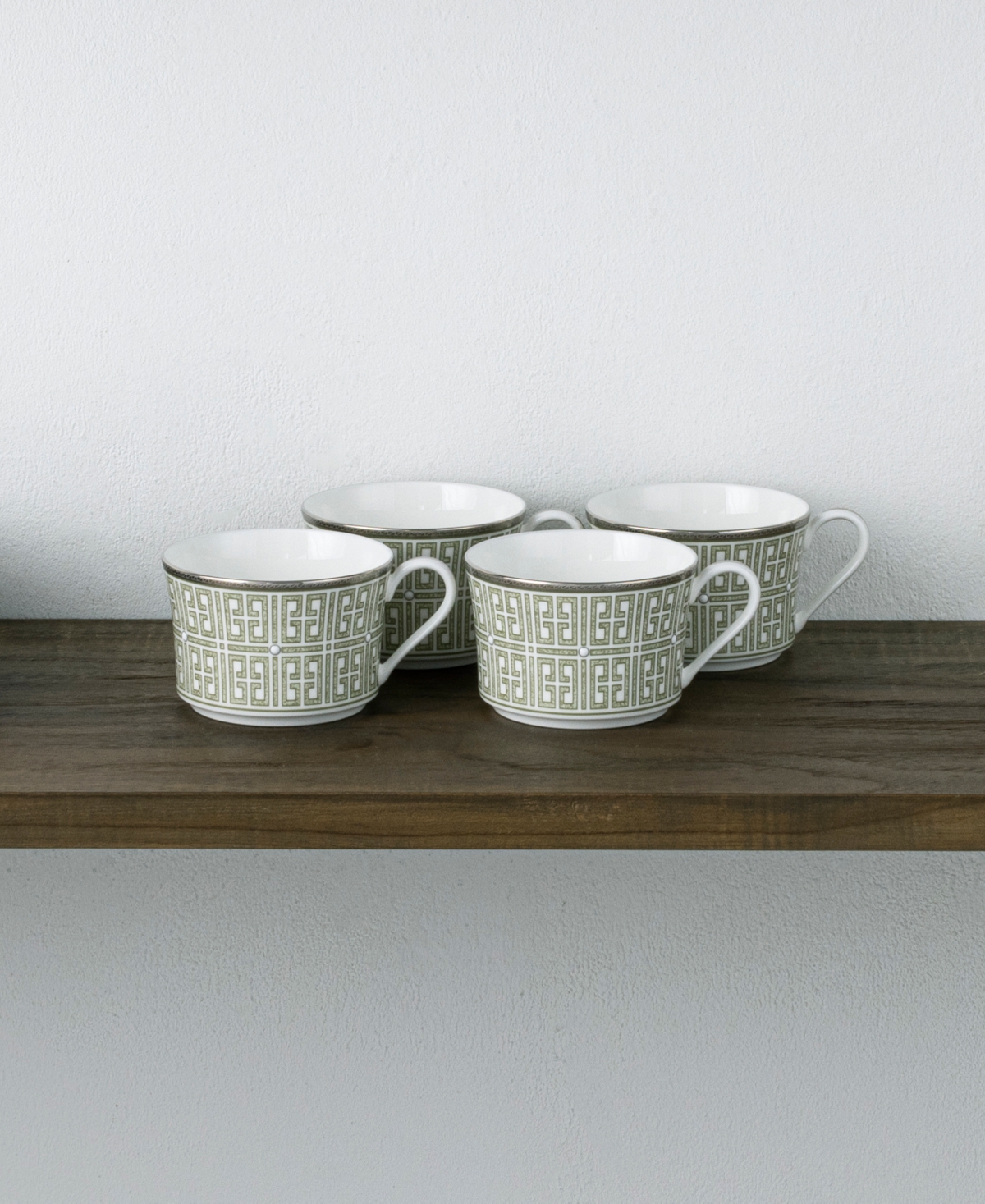 Noritake Infinity Green Platinum 4 Piece Cup Set, Service For 4 In Green Platinum