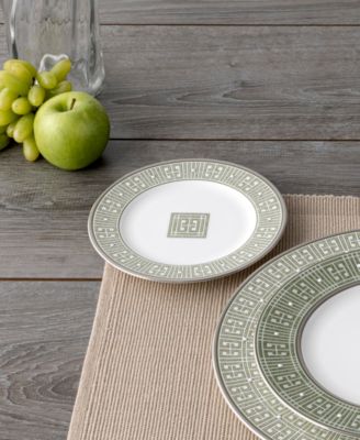 Infinity Green Platinum 4 Piece Bread Butter/Appetizer Plate Set, Service for 4