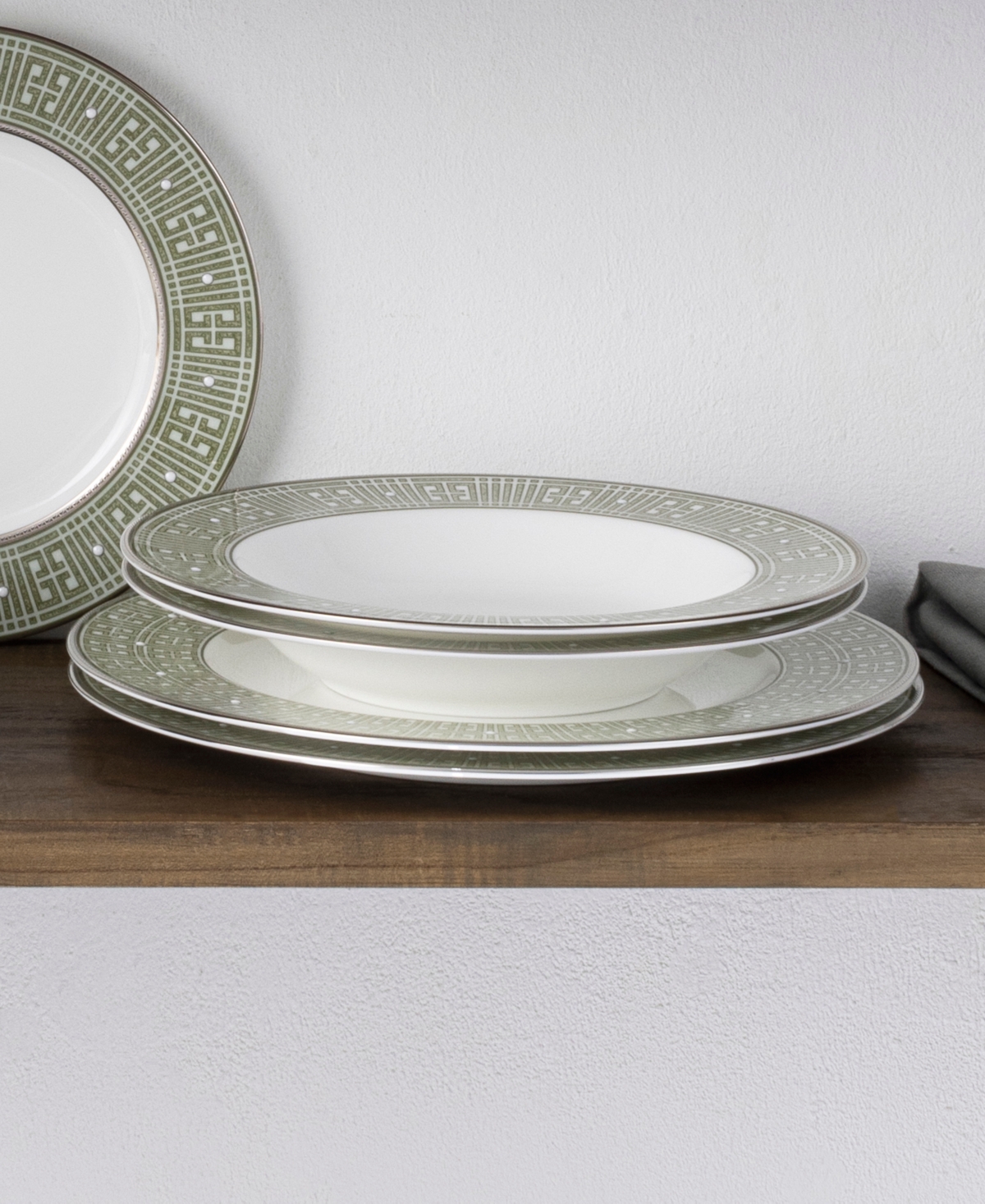 Noritake Infinity Green Platinum 4 Piece Soup Bowl Set 12 Oz, Service For 4 In Green Platinum