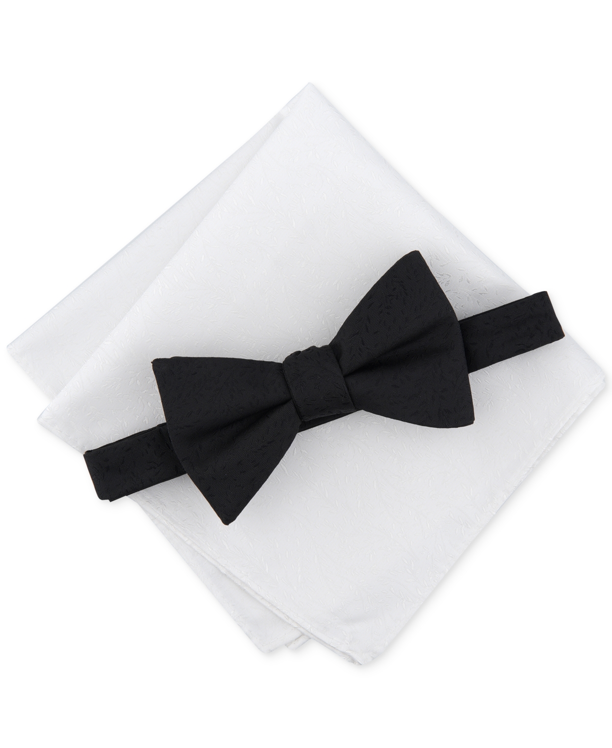 Men's Cassina Vine Bow Tie & Pocket Square Set, Created for Macy's - Black
