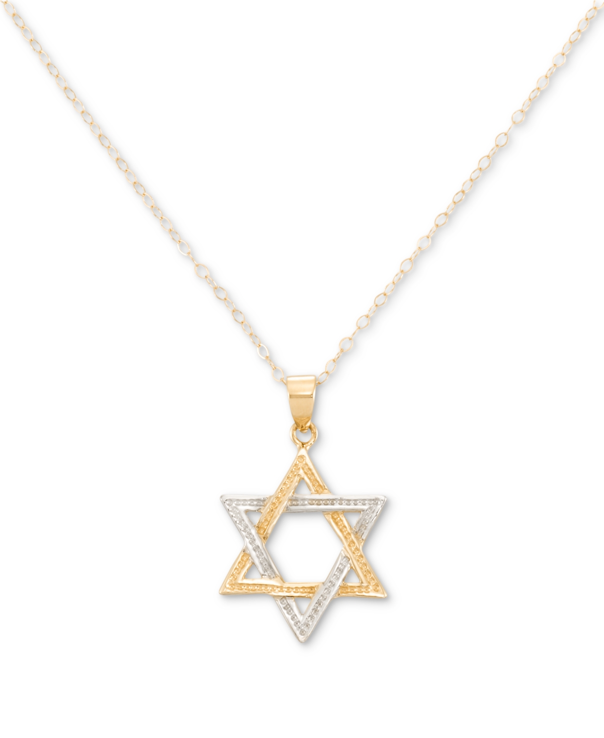 Macy's Star Of David 18" Pendant Necklace In 10k Two-tone Gold