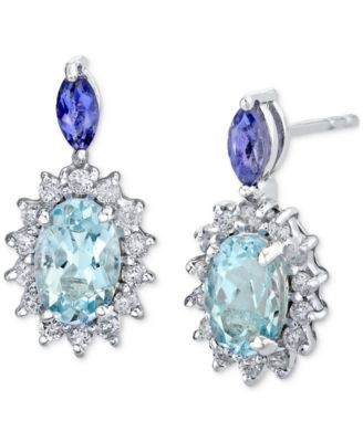 Macy's Aquamarine (3/4 Ct. T.w.), Iolite (1/6 Ct. T.w.), & Diamond (1/5 ...