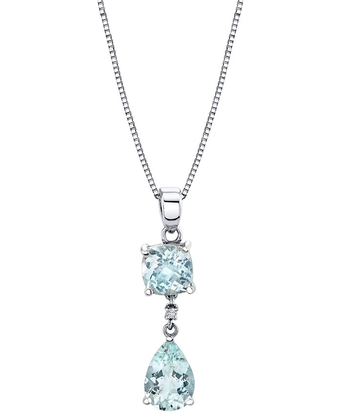 Macy s Aquamarine 2 7 8 ct. t.w. Diamond Accent Double Drop 18