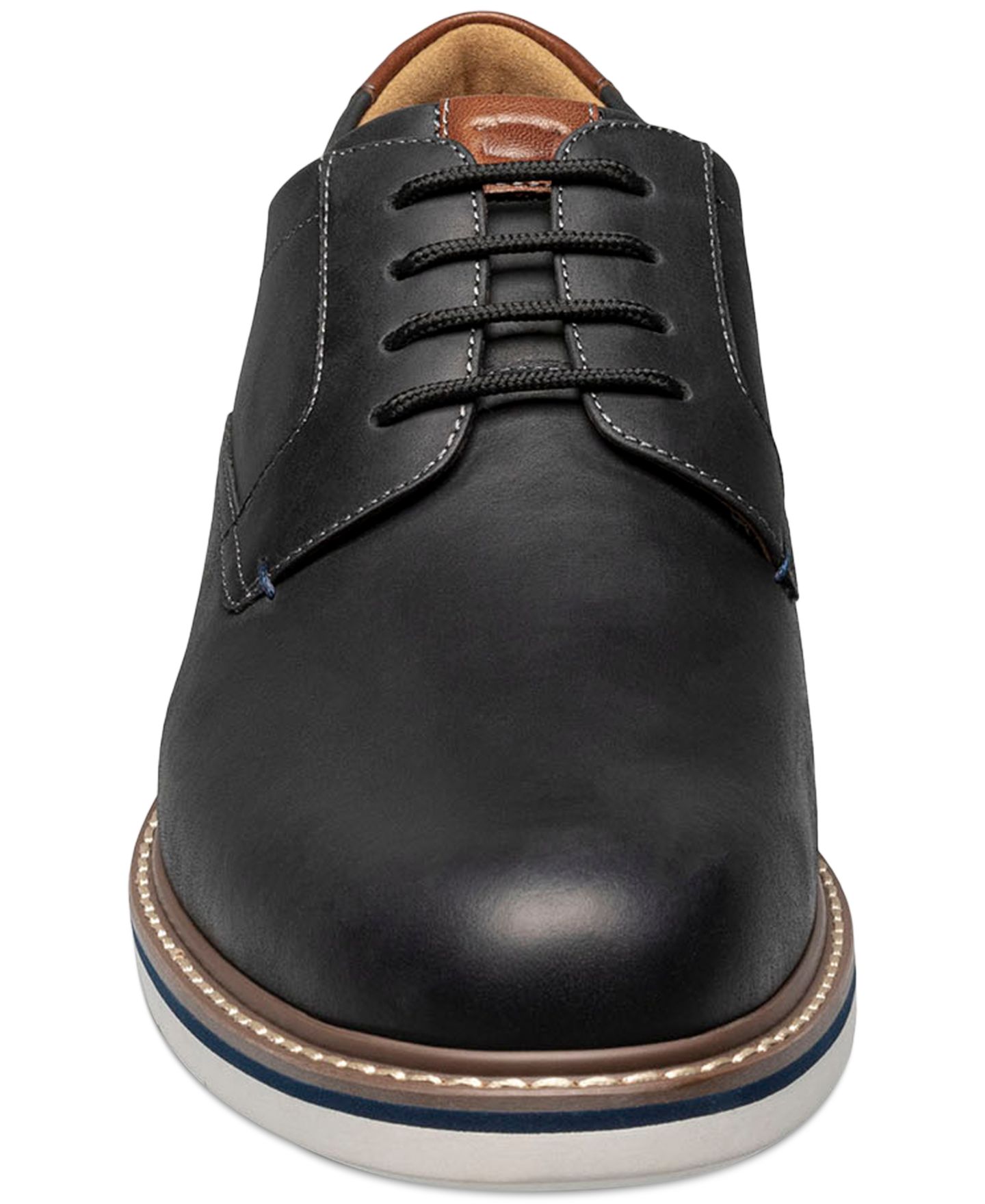 Мужские туфли Florsheim Norfolk Leather Plain Toe Oxford, цвет: Чёрный — фото 7