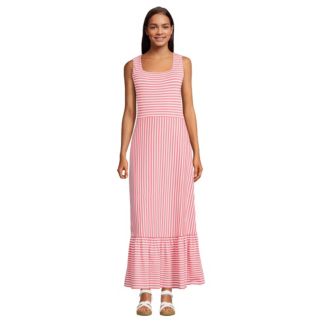 Lands' End Women's Cotton Modal Square Neck Tiered Maxi Dress - Macy's