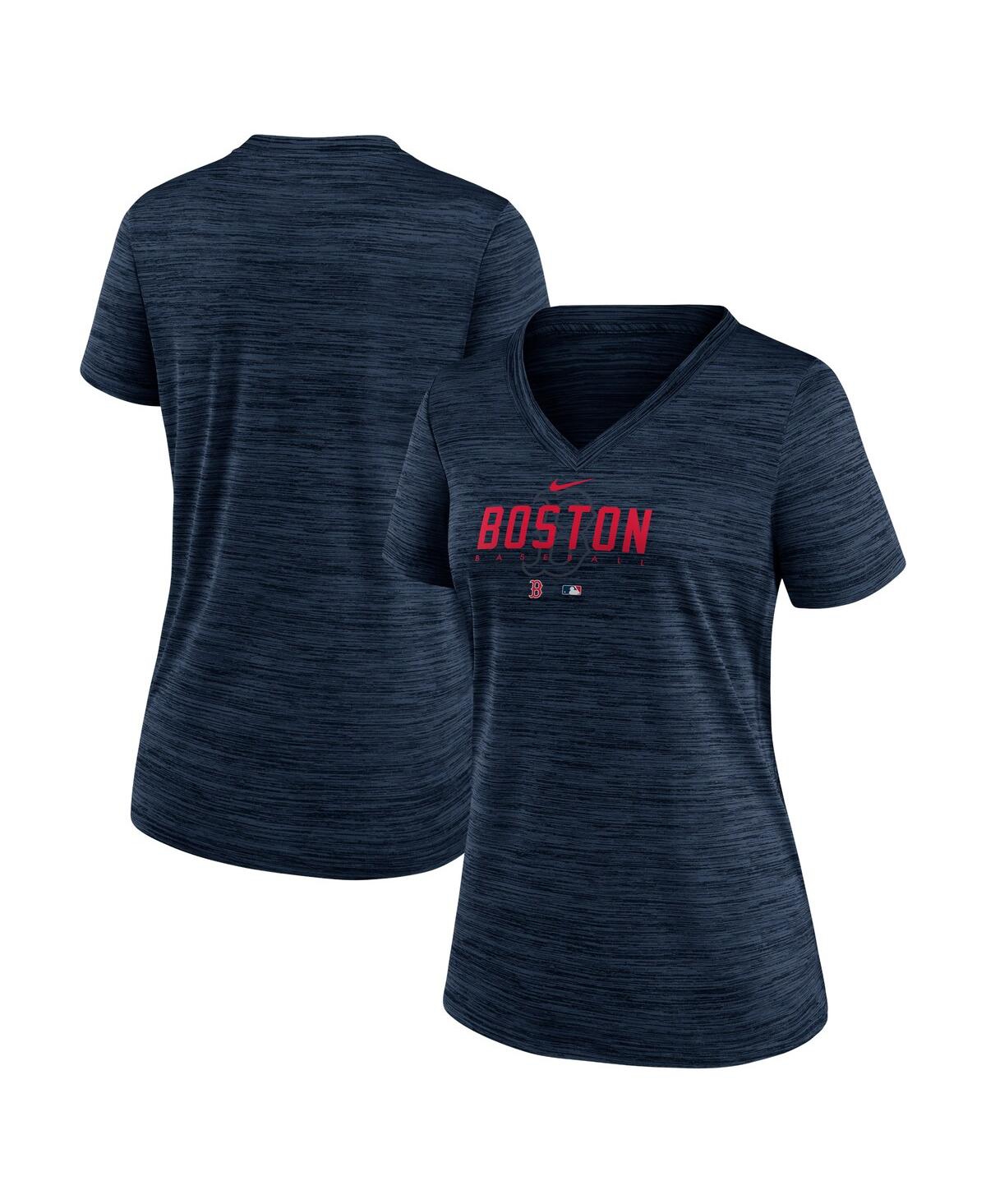 Nike Women's  Navy Boston Red Sox Authentic Collection Velocity Practice Performance V-neck T-shirt