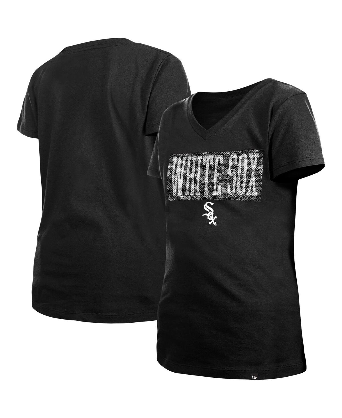 Shop New Era Big Girls  Black Chicago White Sox Flip Sequin Team V-neck T-shirt