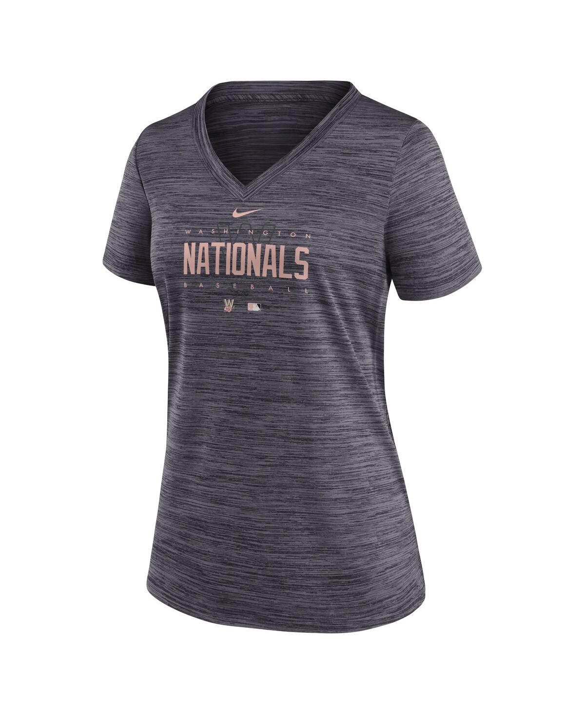 Shop Nike Women's  Charcoal Washington Nationals City Connect Velocity Practice Performance V-neck T-shirt