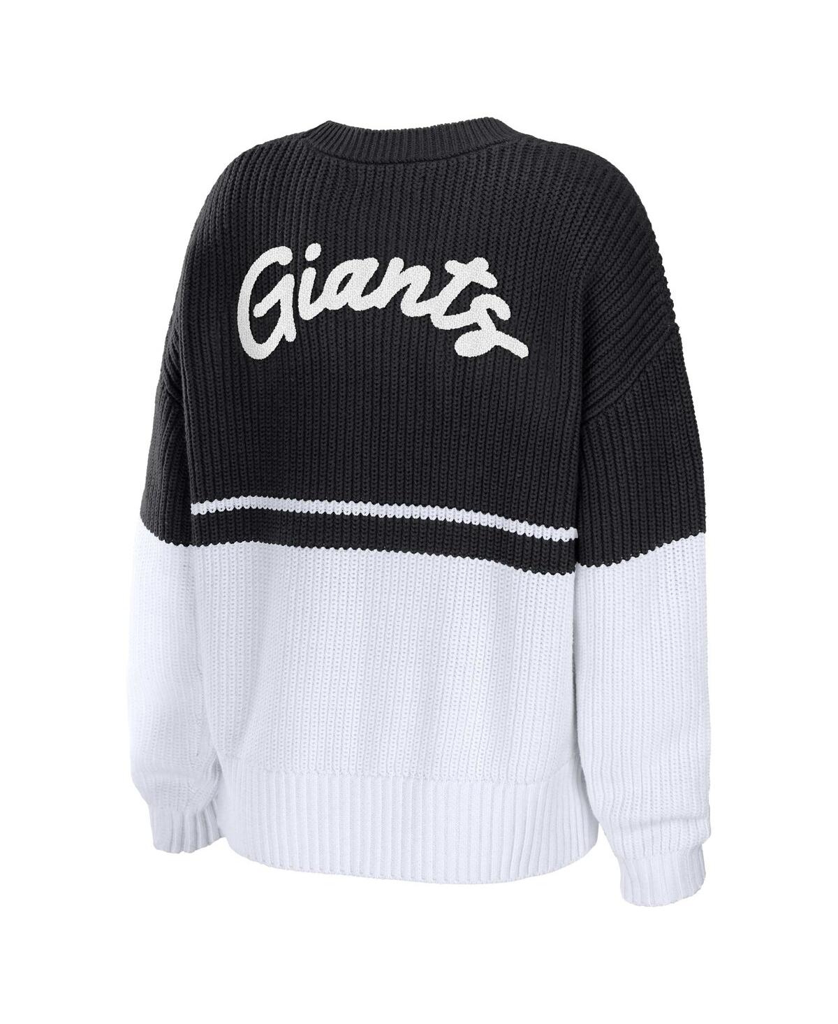 Shop Wear By Erin Andrews Women's  Black, White San Francisco Giants Chunky Pullover Sweater In Black,white
