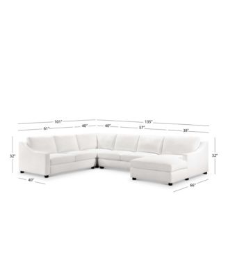 Garcelle 4 Piece Stain-Resistant Fabric Sectional