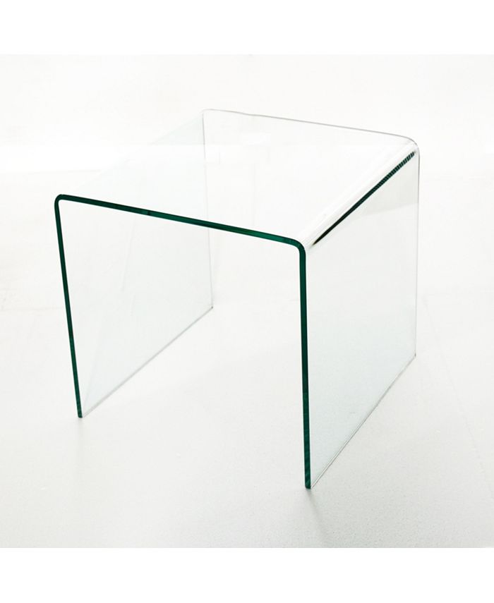 Simplie Fun Small Clear Glass Side & End Table, Tempered Glass End