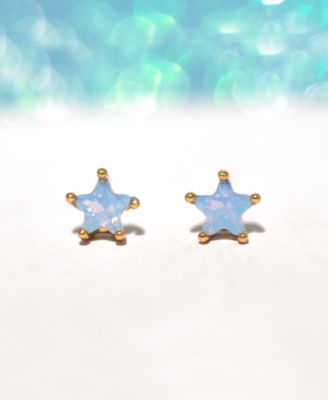 Faux Cubic Zirconia Milky Blue Star Stud Earrings