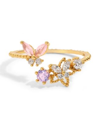Girls Crew Crystal Pink Precious Moments Butterfly Ring - Macy's