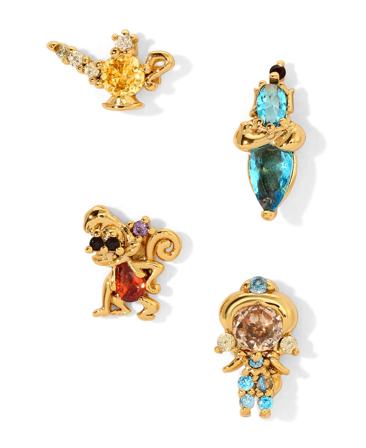 Girls Crew Crystal Multi-color Disney Princess Jasmine Stud Earring Set In Gold