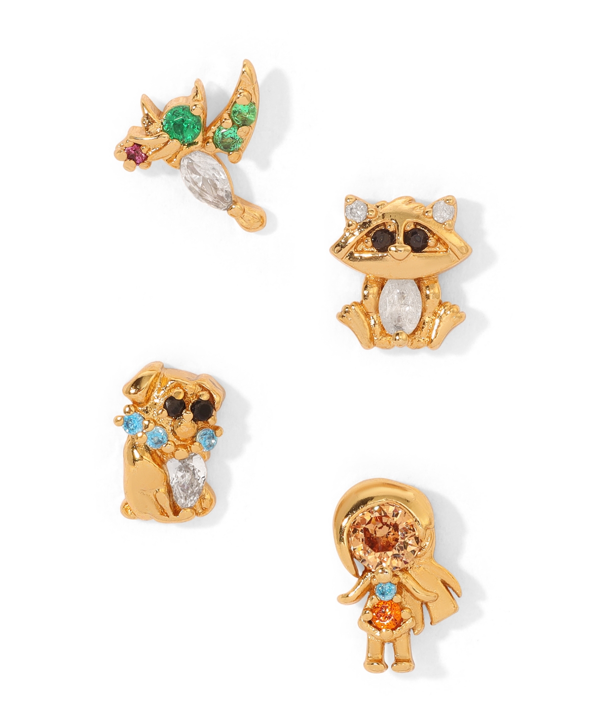 Girls Crew Crystal Multi-color Disney Princess Pocahontas Stud Earring Set In Gold