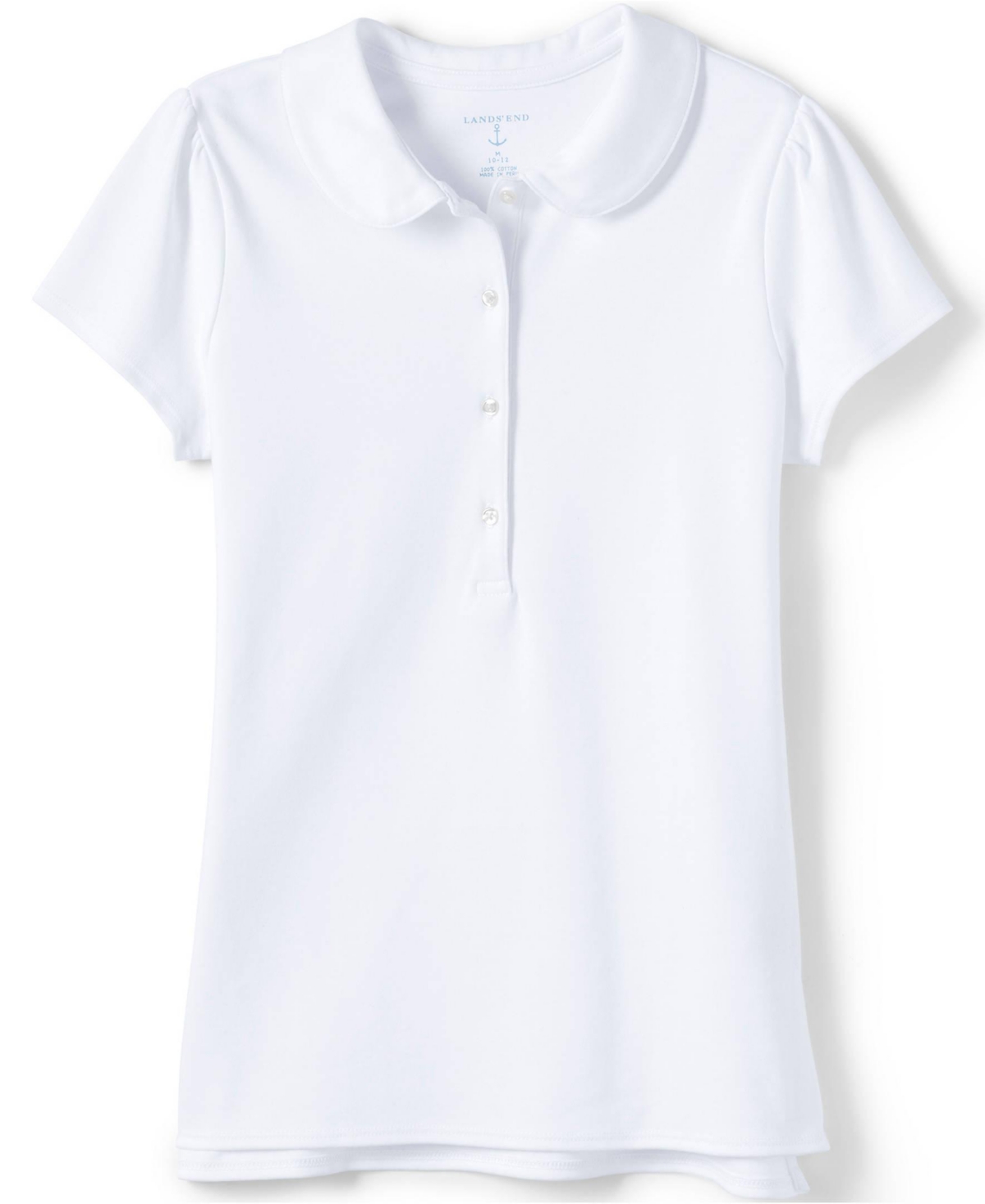 Lands' End Girls School Uniform Short Sleeve Peter Pan Collar Polo Shirt