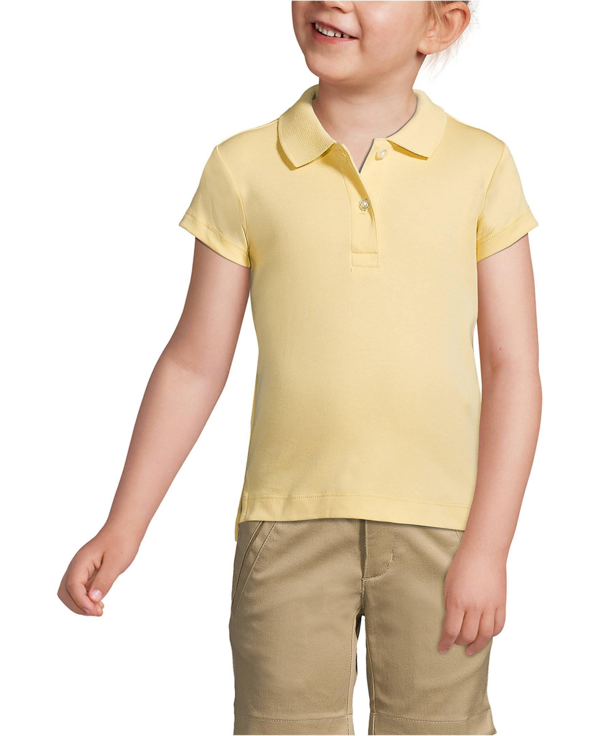 Lands' End Girls Short Sleeve Feminine Fit Interlock Polo Shirt