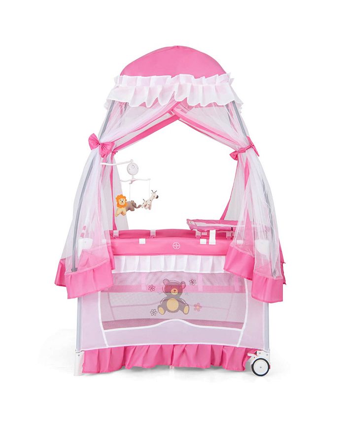 Costway 4 in 1 Portable Baby Playard Crib Bassinet Bed Changing