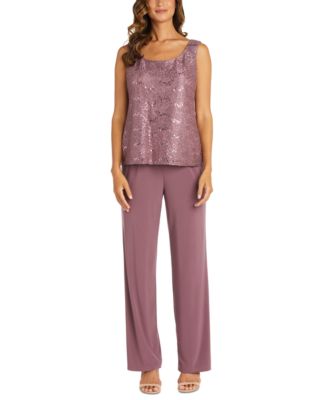 3-Pc. Sequined Lace Pantsuit & Jacket