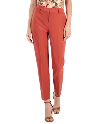 Tahari ASL - Women's Solid Mid-Rise Straight-Leg Ankle Pants