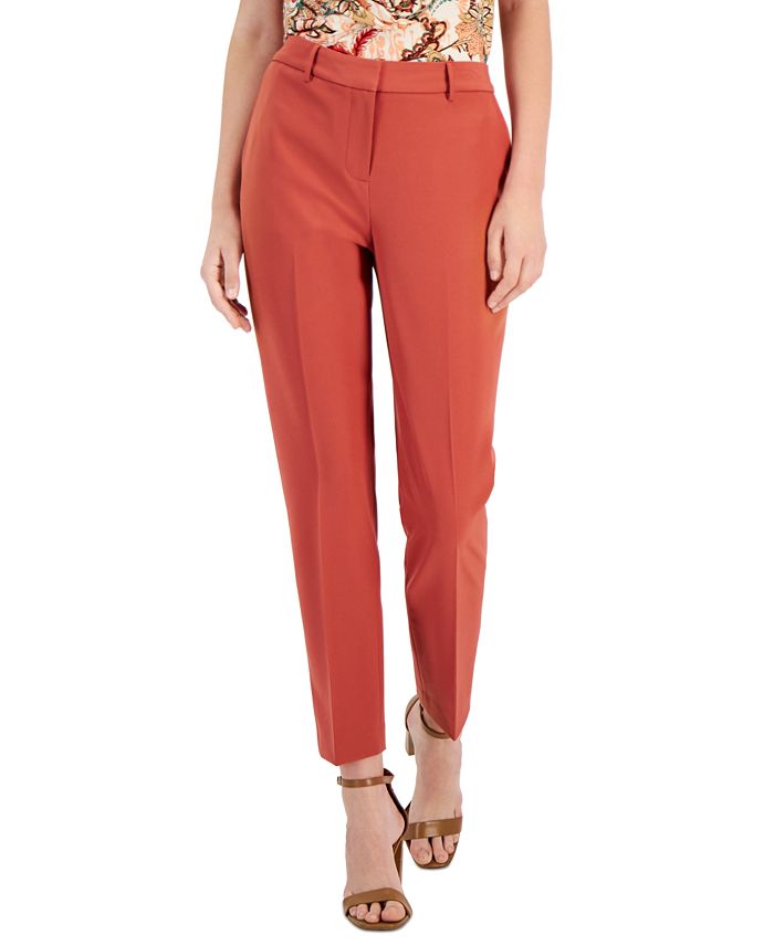 Tahari ASL Women's Solid Mid-Rise Straight-Leg Ankle Pants - Macy's