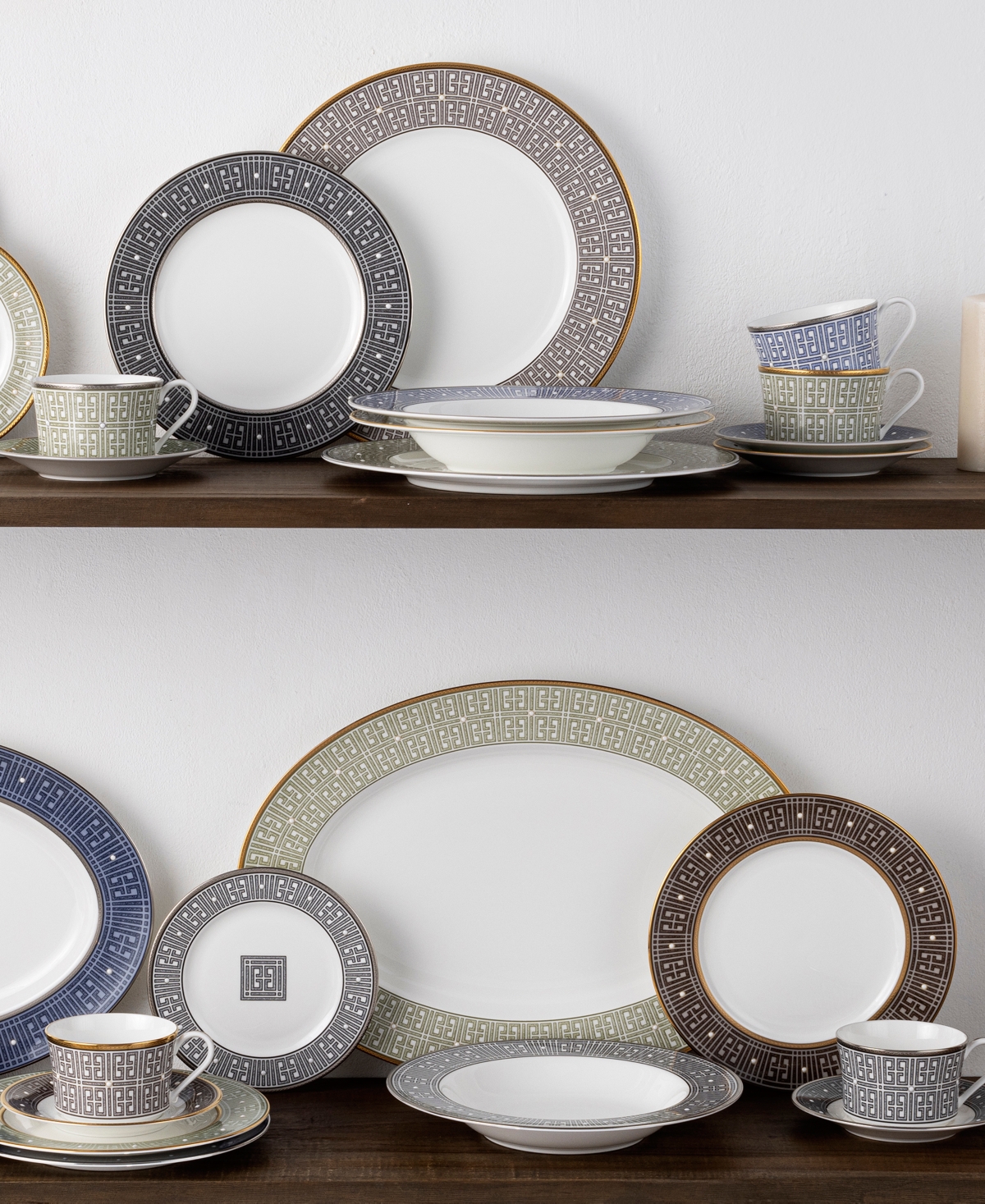 Noritake Infinity Platinum 4 Piece Dinner Plate Set , Service For 4 In Green Platinum