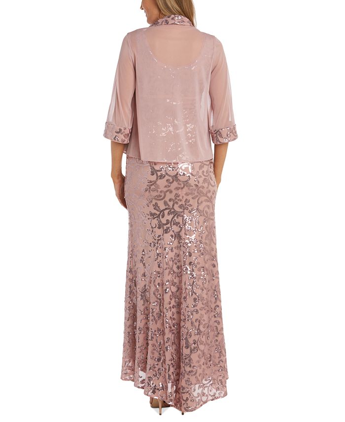 R & M Richards Women's Sequinned Long Dress and Jacket - Macy's