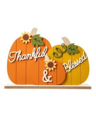 16" L Thanksgiving Wooden Pumpkins Table Décor