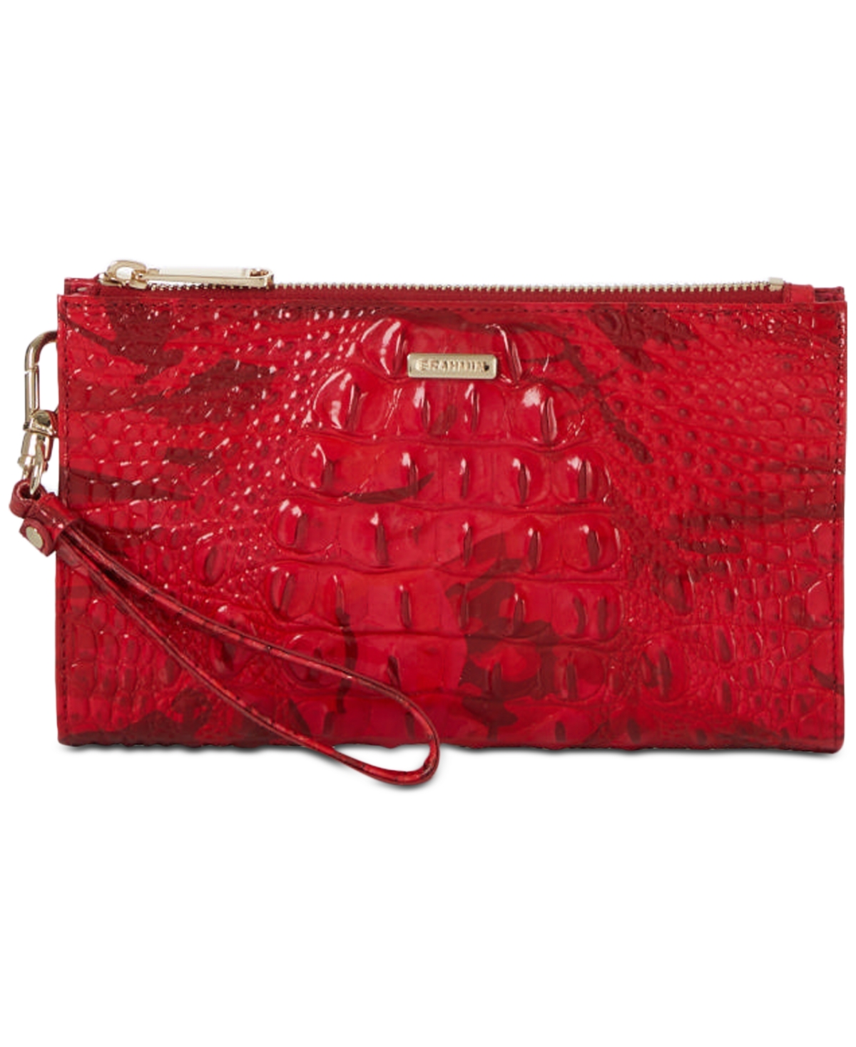 Brahmin Daisy Melbourne Embossed Leather Clutch In Red Flare