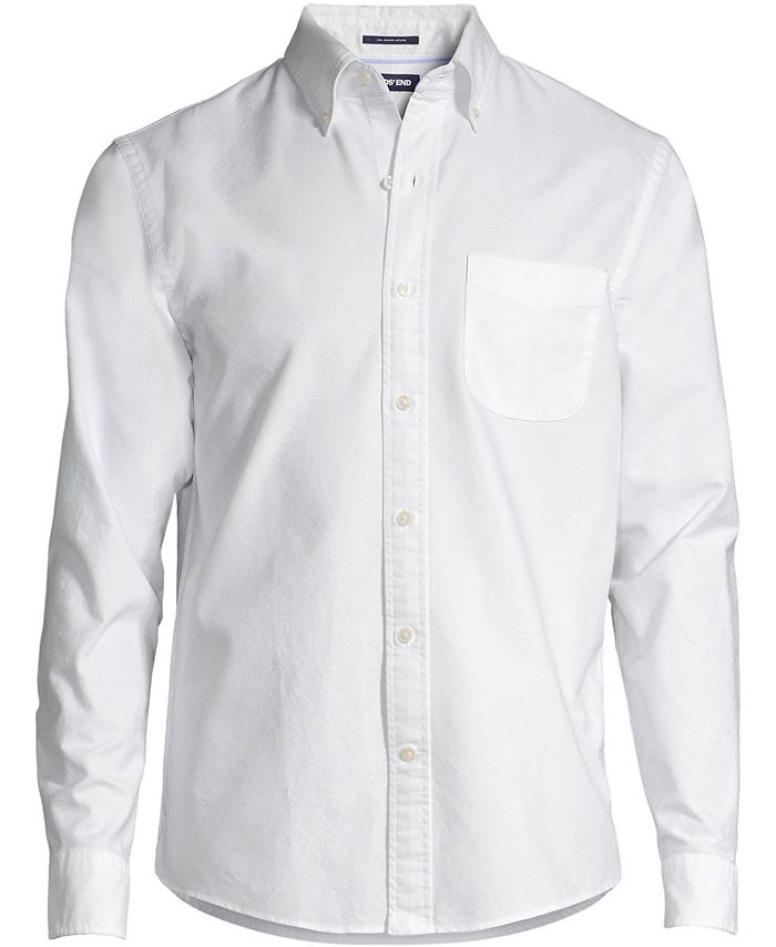 Lands' End Men's Tailored Fit Long Sleeve Sail Rigger Oxford Shirt Macy's