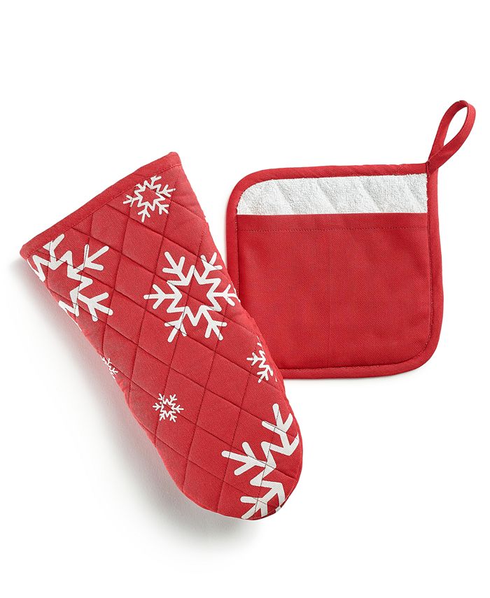 The Cellar Cotton Printed Oven Mitt & Pot Holder Set, Created for Macy