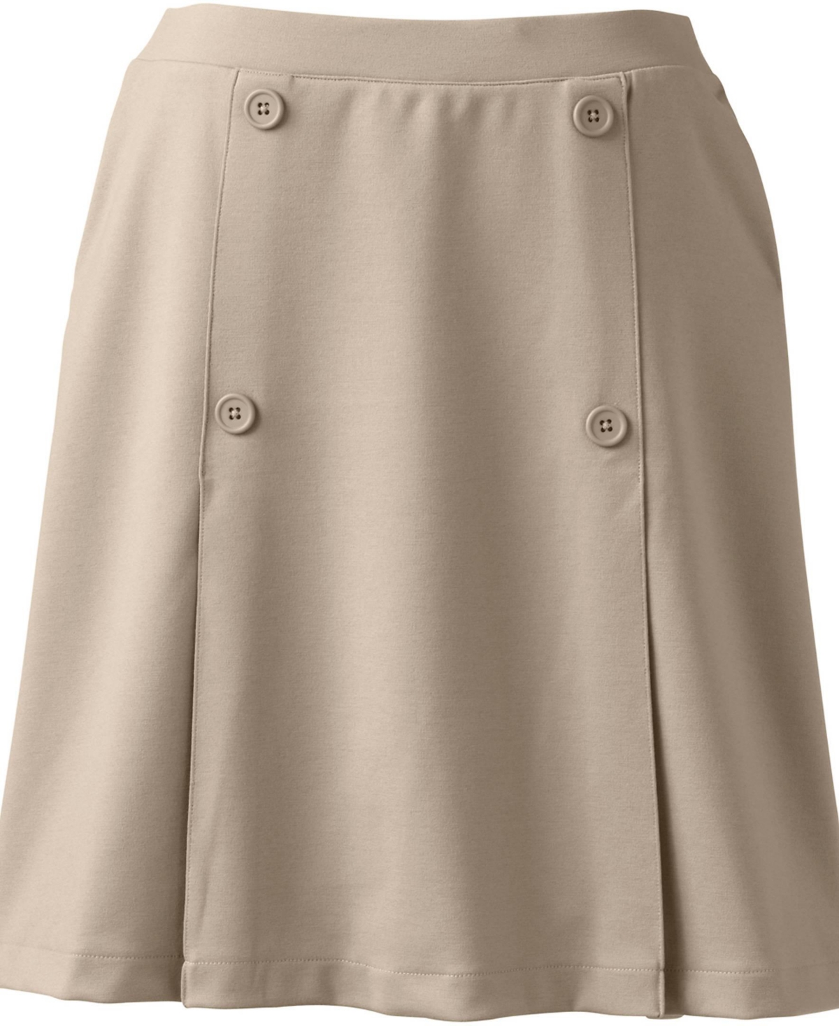Lands' End Women's School Uniform Ponte Button Front Skort Above the Knee