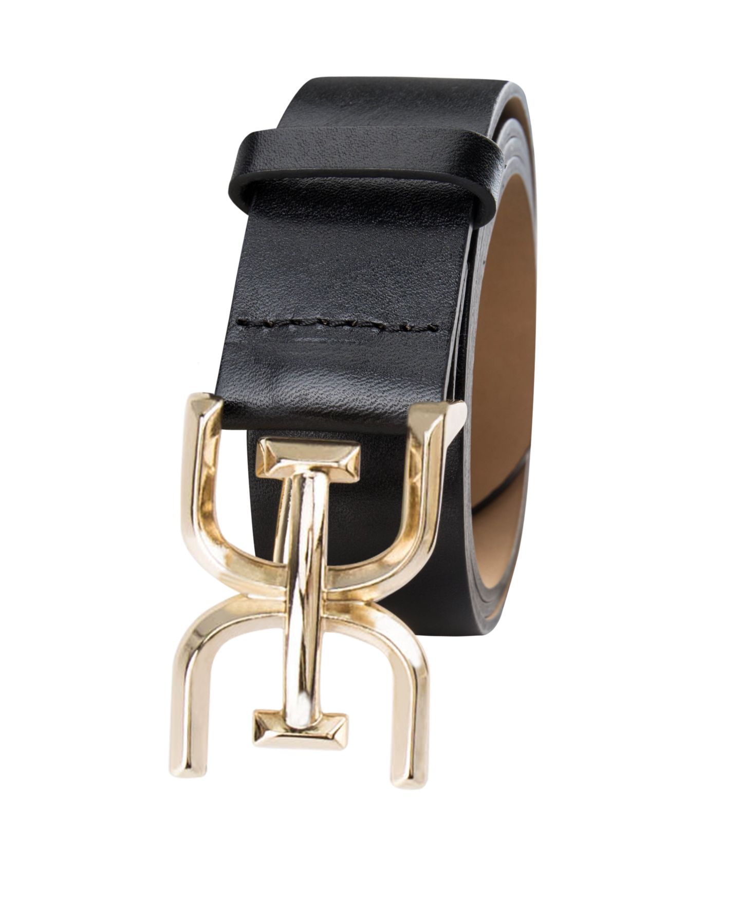 Женский ремень Sam Edelman Brass-Tone Double-E Plaque Buckle Casual, цвет: Чёрный — фото 6