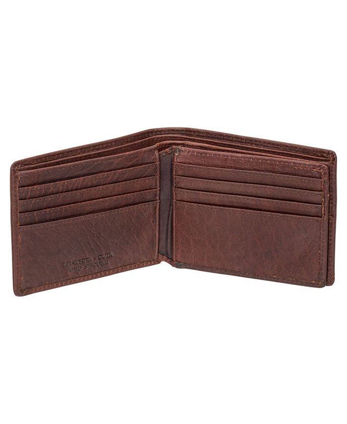 Mancini Men's Buffalo RFID Secure Center Wing Wallet with Coin Pocket ...